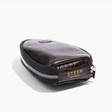 Women’s Crocodile Embossed Leather Foldable Slippers with Eco-Fur