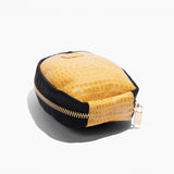 Women’s Crocodile Embossed Leather Foldable Slippers with Eco-Fur