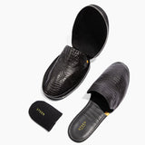 Men’s Crocodile Embossed Leather Foldable Slippers